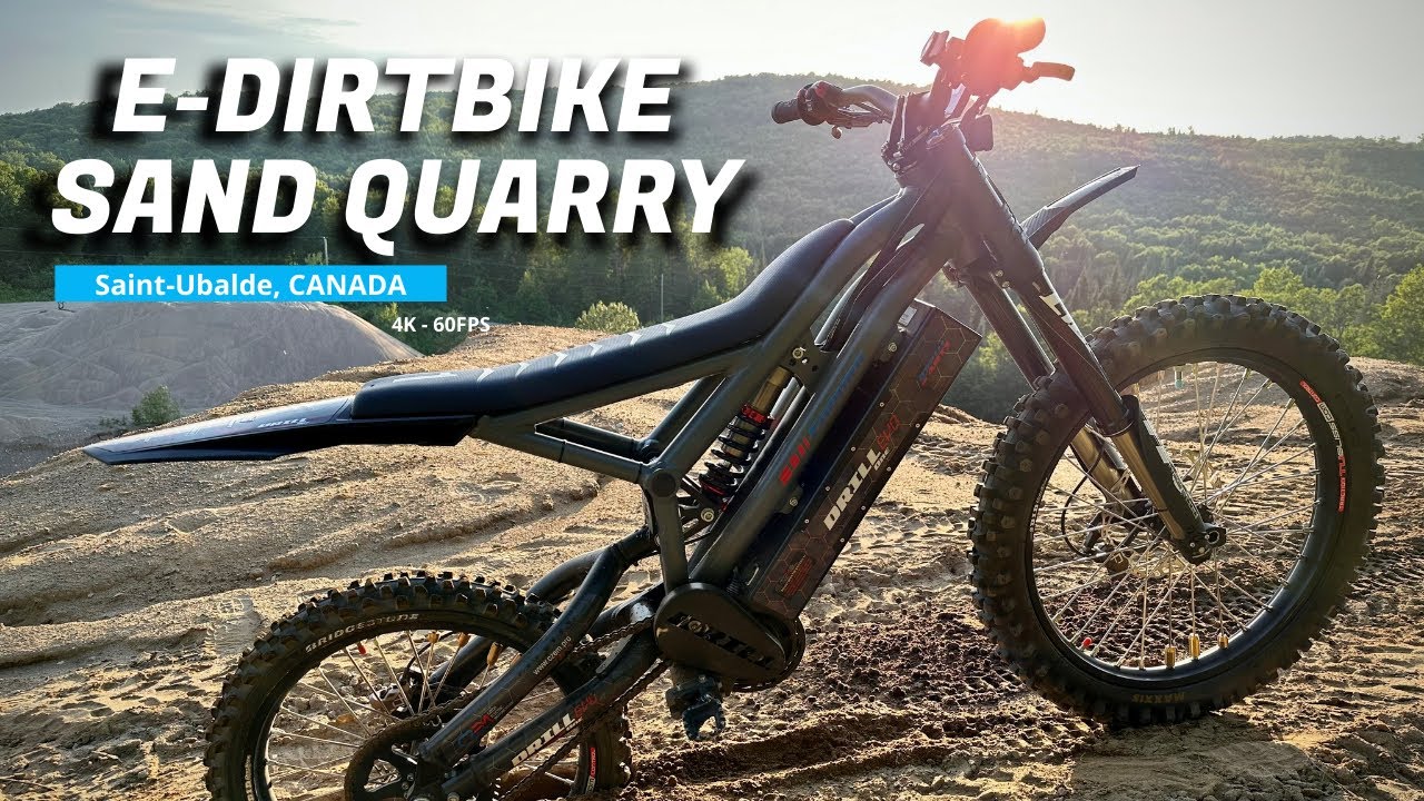 E-Dirtbike ride in sand quarry, Saint-Ubalde [4k-60FPS]