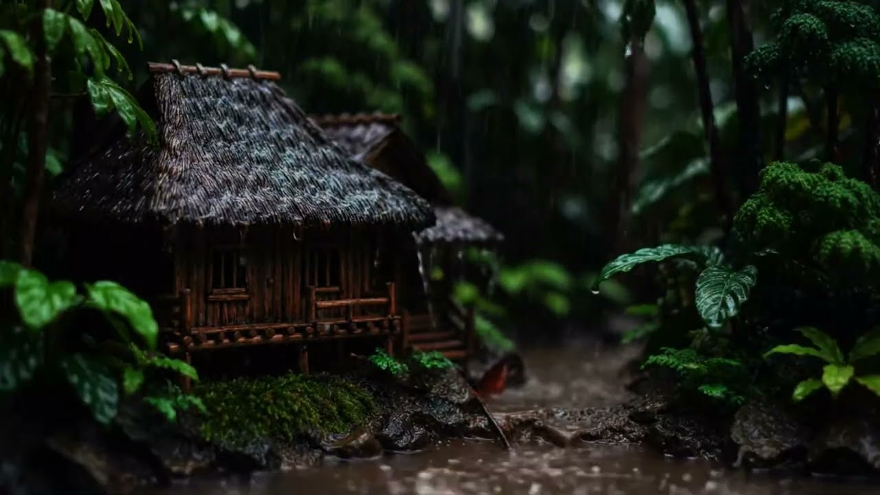 Rain in the Forest Cabin ASMR – Peaceful Jungle Rain Sounds for Sleep, Relax & Study