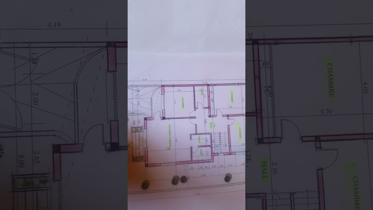 3 plans de niveaux d'une villa mitoyenne façade et coupe