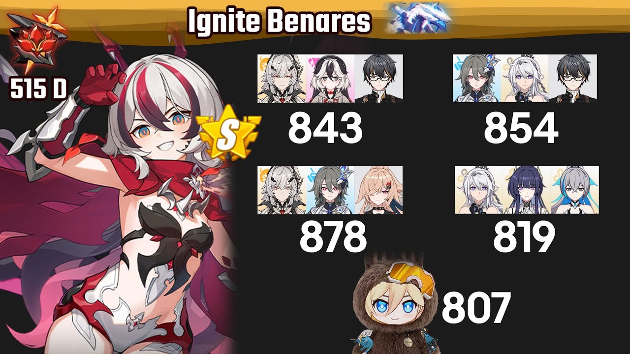 Various Dragon Coralie Teams Destroy Ignite Benares 515 D - Honkai Impact 3