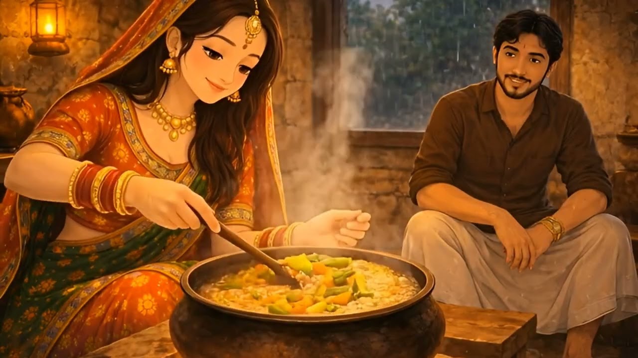 Rainy Village Cooking 🌧️ | Cozy Khichdi ASMR | Ghibli Style Slow Living