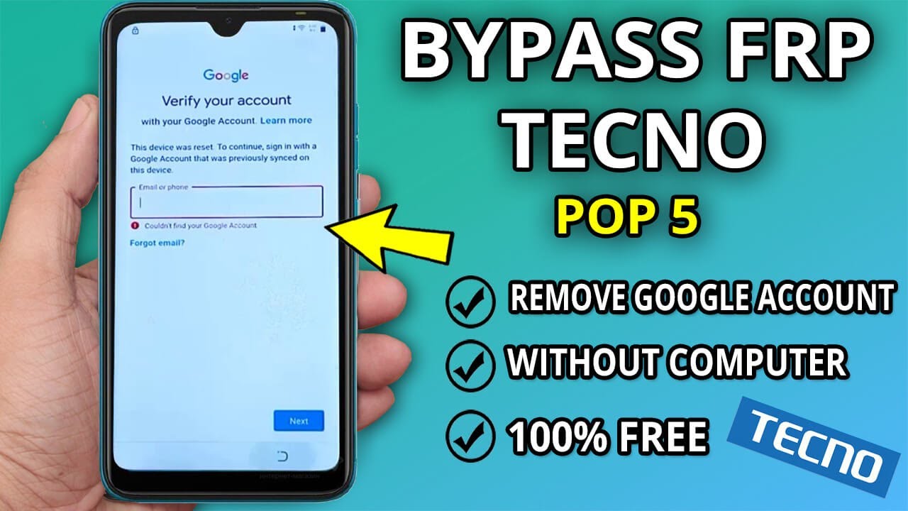 Jak usunąć i ominąć blokadę konta Google Tecno Pop 5 bez komputera  | Bypass Frp