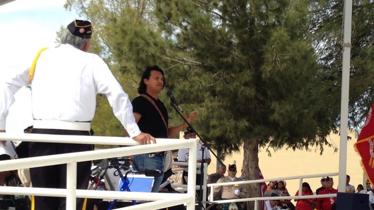 Actor Adam Beach singing an honor song @ an Iwo Jima Memorial in Sacaton AZ