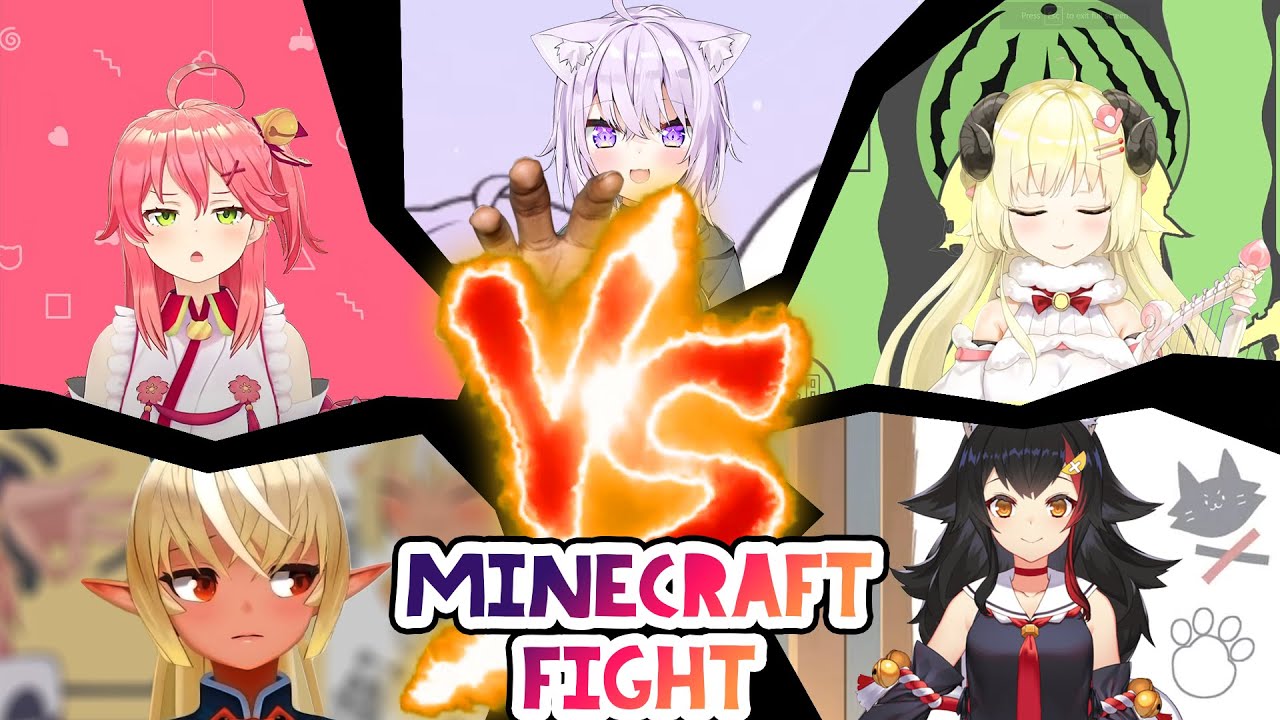 Shiranui Flare, Nekomata Okayu, Tsunomaki Watame, Ookami Mio, Sakura Miko Boxing Fight【Hololive Eng】