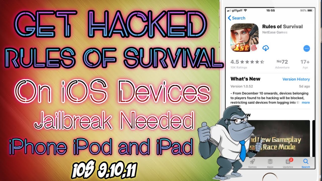 GET RULES OF SURVIVAL HACK FREE NO RECOIL SPEED RELOAD AND RAPID FIRE / JAILBREAK NEEDED iOS 9,10,11