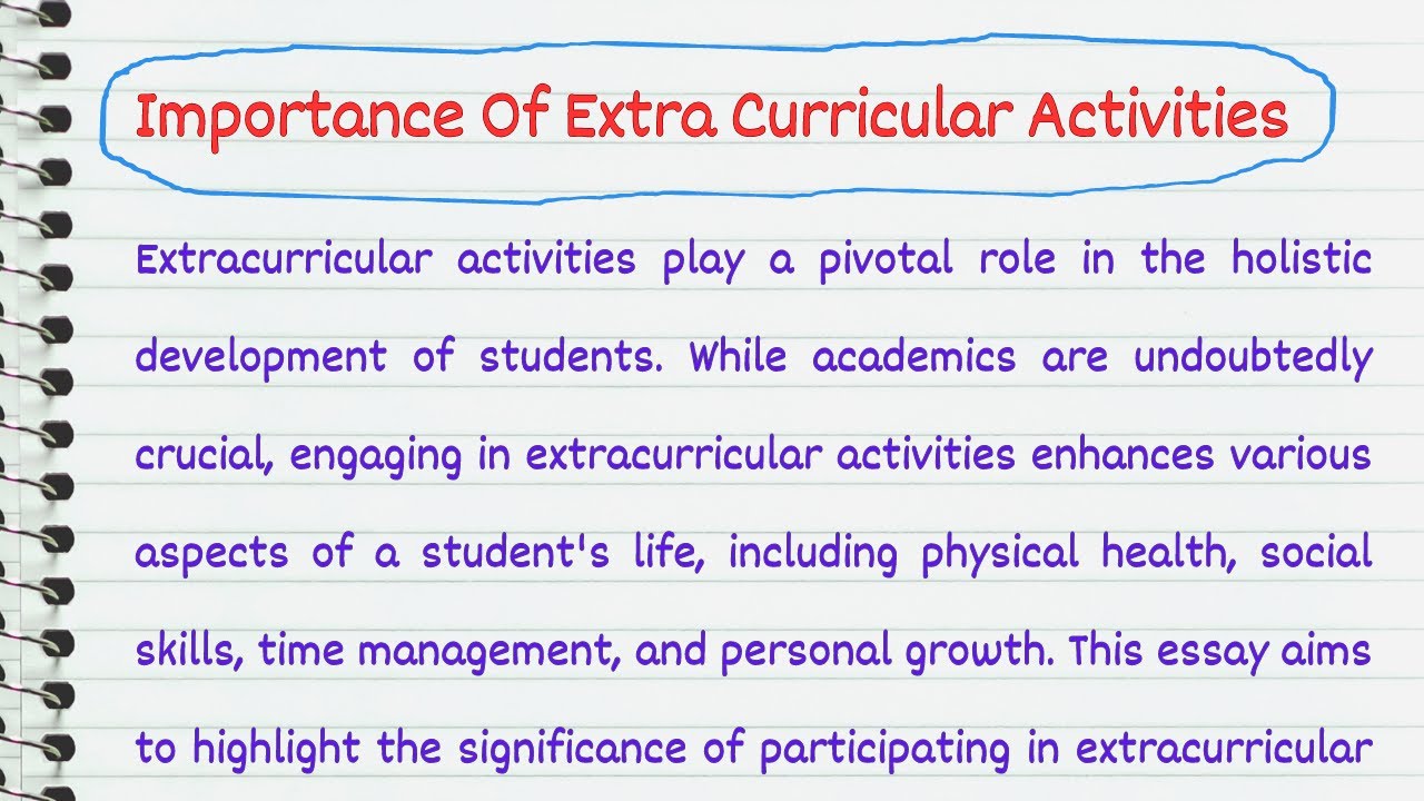 Essay on Importance Of Extra Curricular Activities