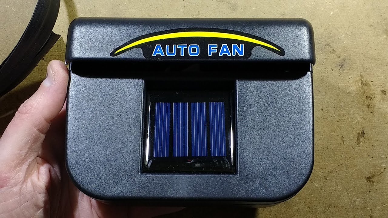 Inside a solar powered car window ventilator.
