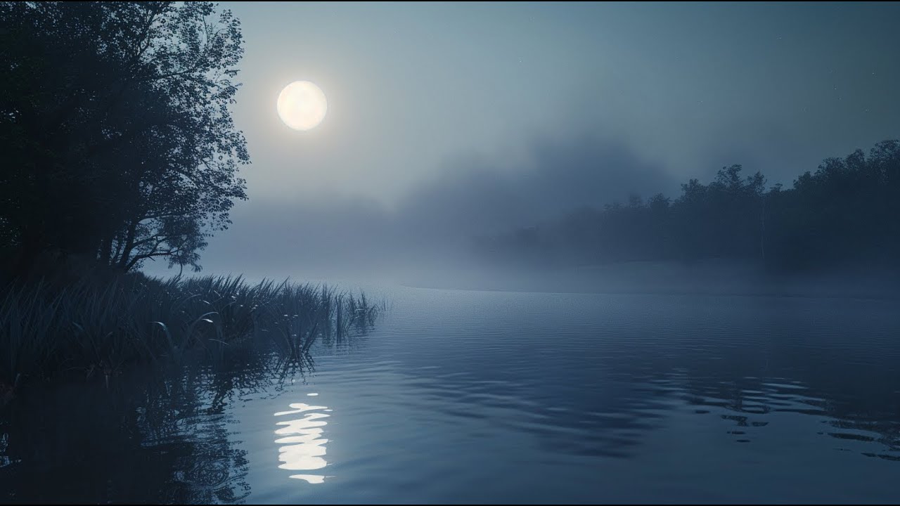 Deep Night Audio &bull; Moonlit River Bend Calm &bull; Black Screen &bull; 8 Hours