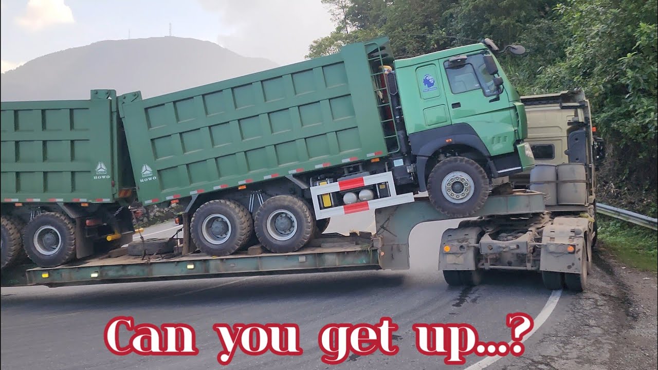 The tractor-trailer was carrying three large dump trucks that struggled to climb the pass
