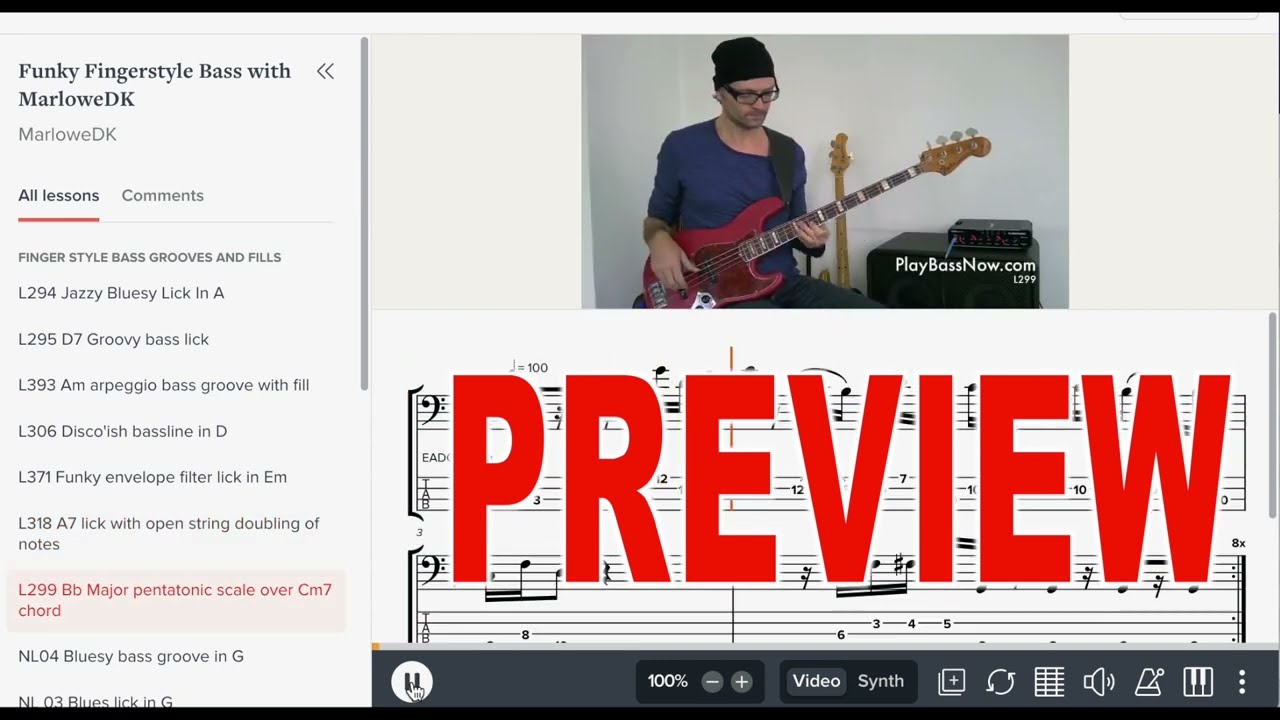 Funky fingerstyle Bass course fully tabbed