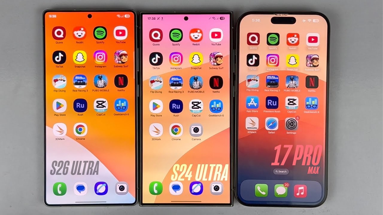 Samsung S26 Ultra vs S24 Ultra vs iPhone 17 Pro Max Ultra Speed Test