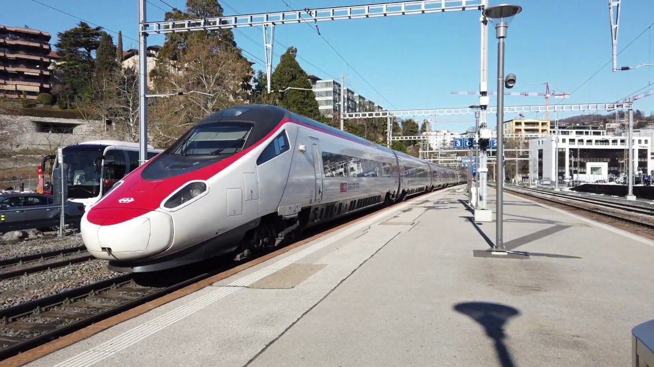 Swiss RABe 503 Pendolino Departs Lugano