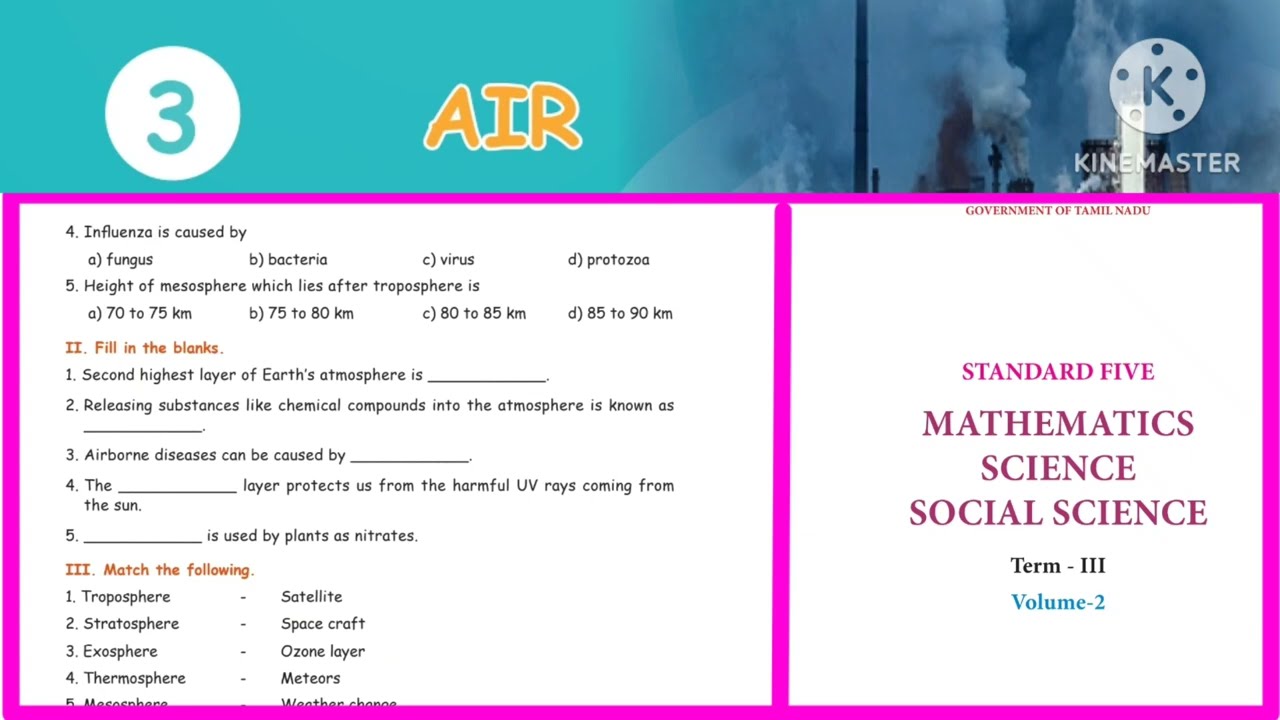 5th standard science 3rd term Air book back one word answers @LittleCuteBabies