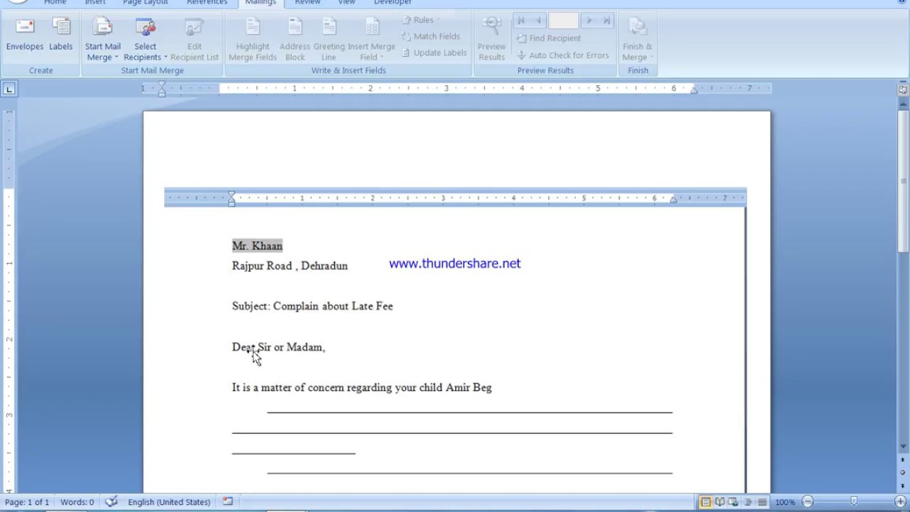 MS Word  Select Recipients  Use Existing List