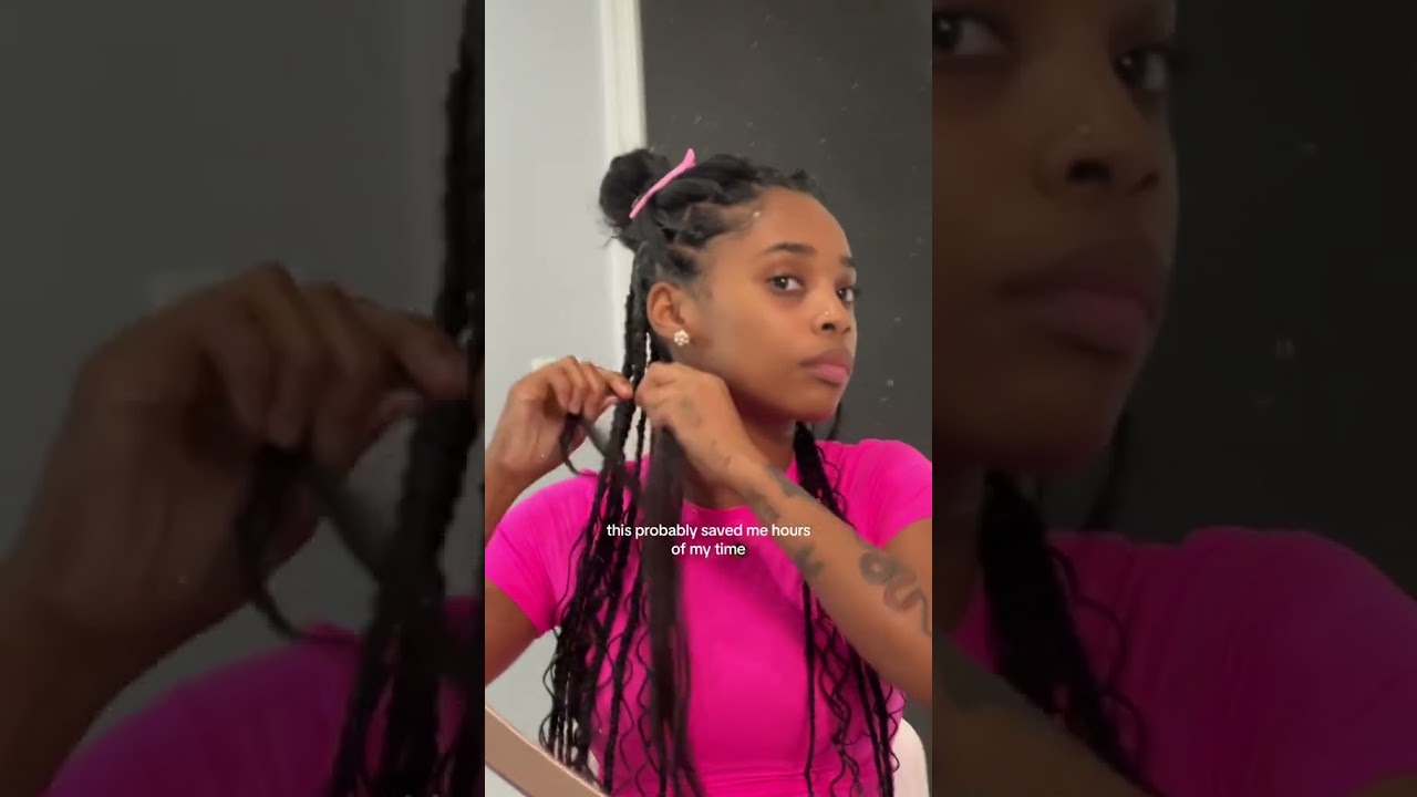 So Creative! 🙀She Made Bohemian Knotless Braids On Herself!! Do You Want To Try? #shorts