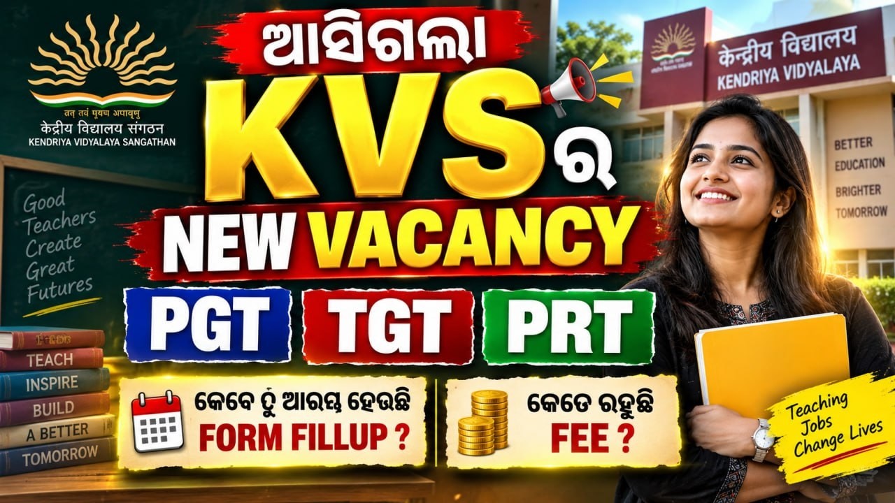 KVS Recruitment 2026 OUT!  PGT | TGT | PRT | Form Fill-Up Date & Application Fee