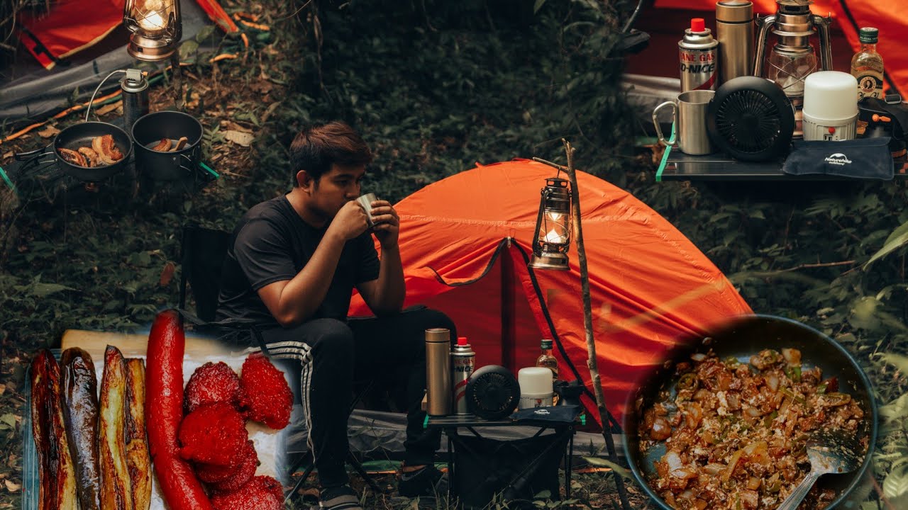 First Camping Solo on Mountain,Cooking Bulacan Sisig & Delicious Breakfast.Ep(001)