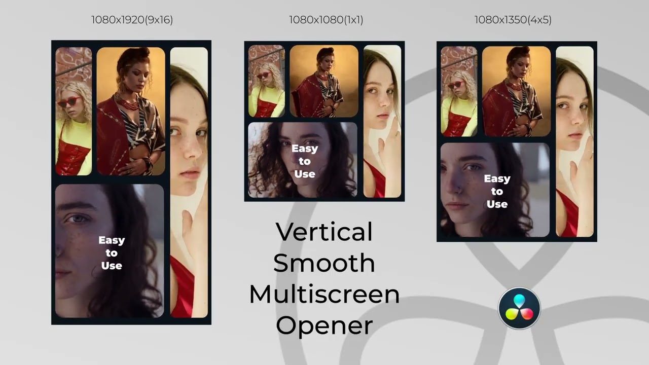 Vertical Smooth Multiscreen Opener DaVinci Resolve Template