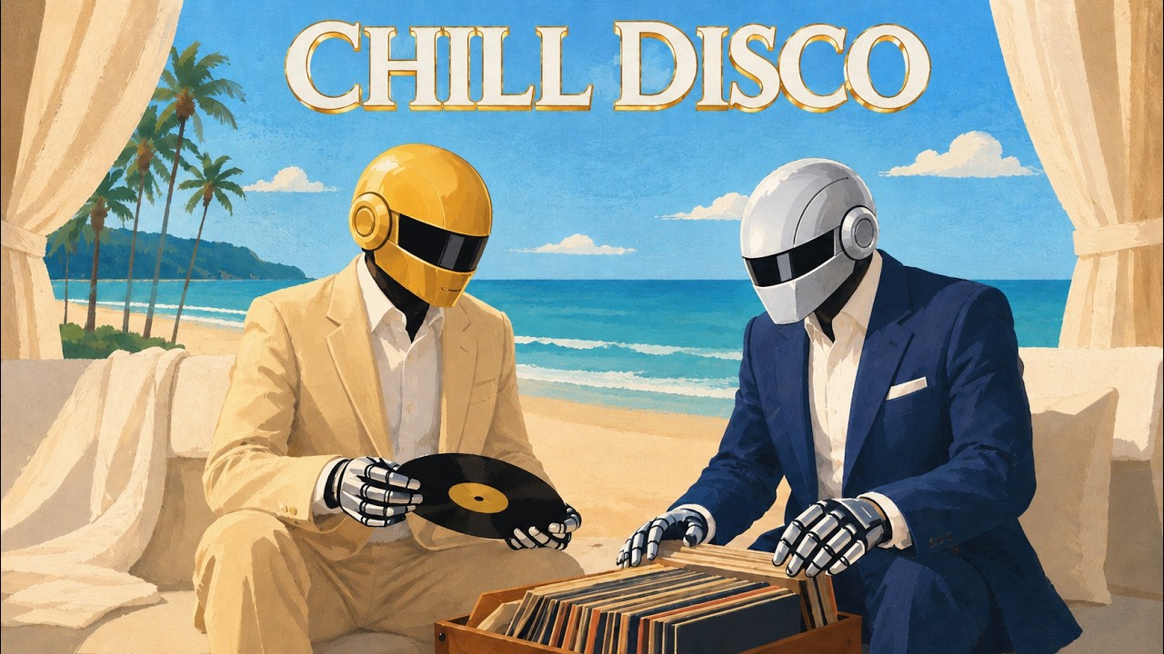 🌴 Daft Punk Inspired Chill Disco – Beachside Vinyl Lounge Session 🌊☀️