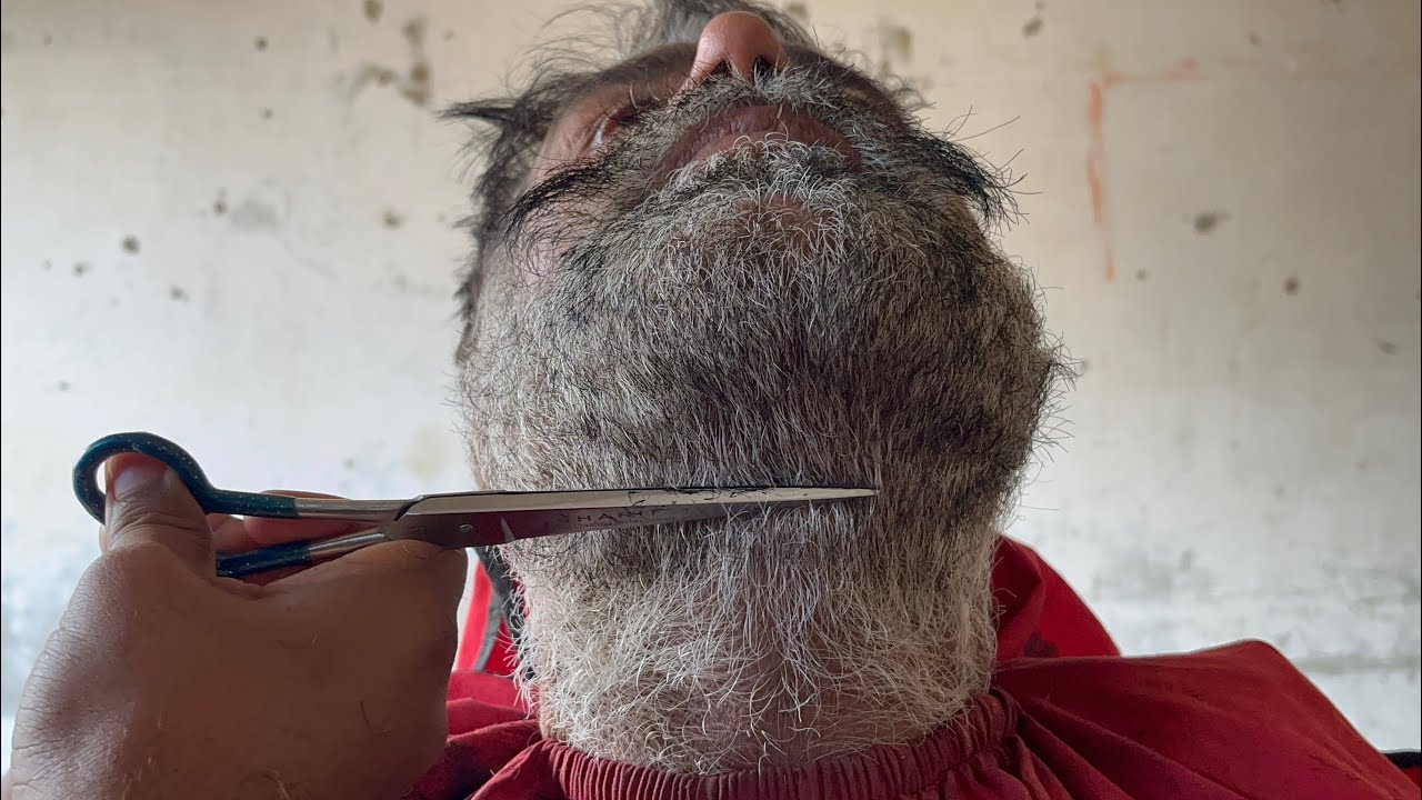 Amazing Beard & Mustache Styling Transformation | Black Color Makeover for Old Man