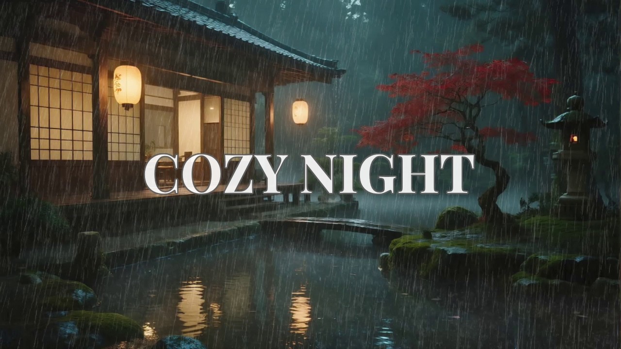 🔴 Incredibly Peaceful Heavy Rain Drip at Night Red Maple Garden to Stop Overthinking 🏮
