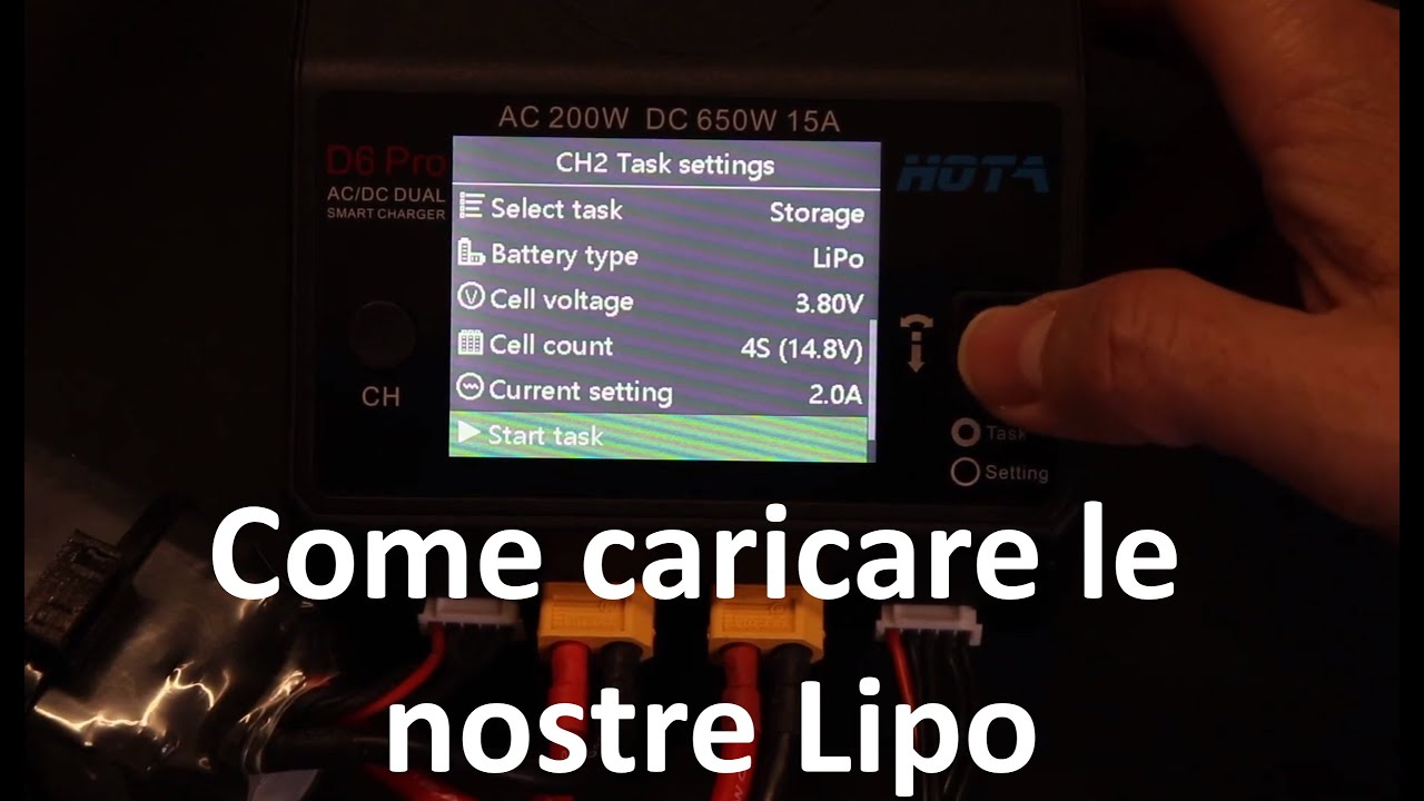 Come ricaricare Batterie Lipo e non rovinarle: Tutorial Storage Balance Charge con Hota D6 PRO