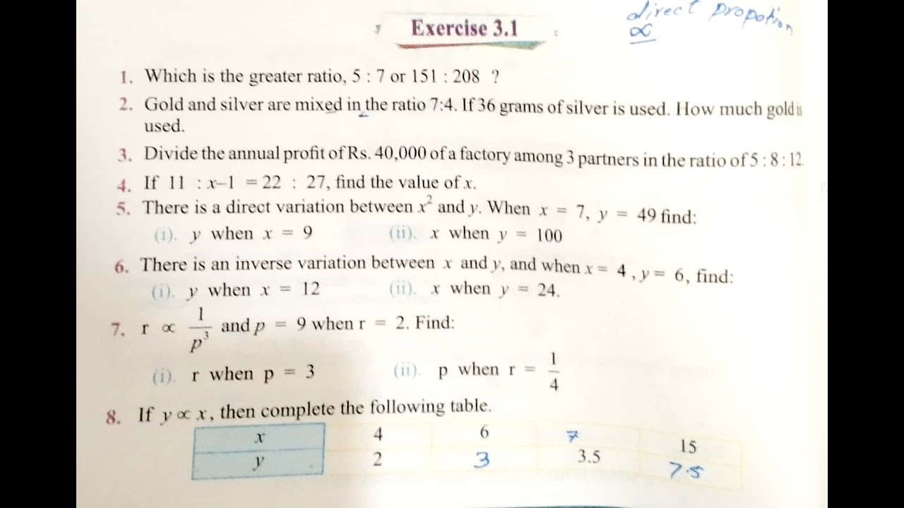 Class 10 maths, Chapter 3 Exercise 3.1 All Question KpK Board