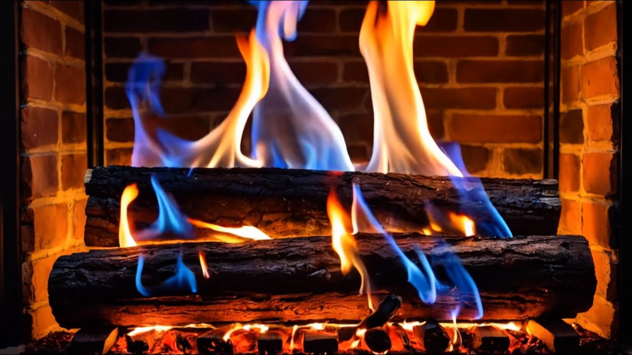 Warm Relaxation & Gentle Fire Sounds – Blue and Orange Flames Fireplace Ambience ❄️❄️