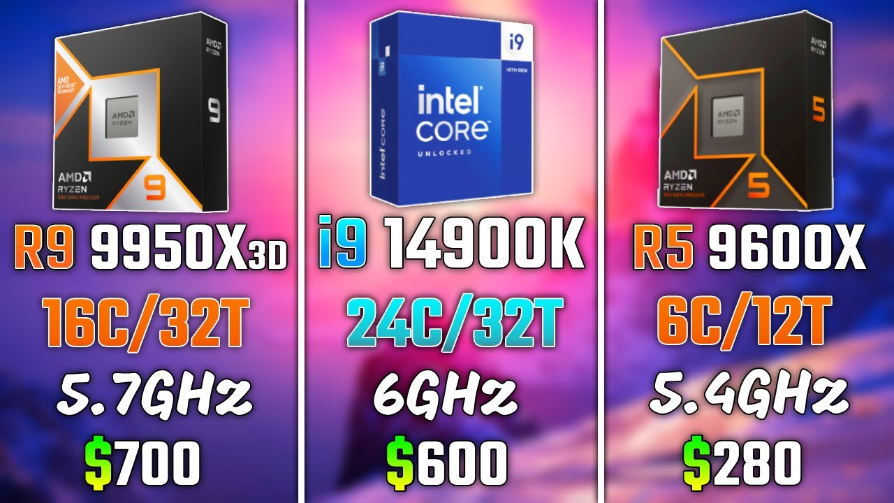 RYZEN 9 9950X3D vs INTEL i9-14900K vs RYZEN 5 9600X | Test in 6 Games