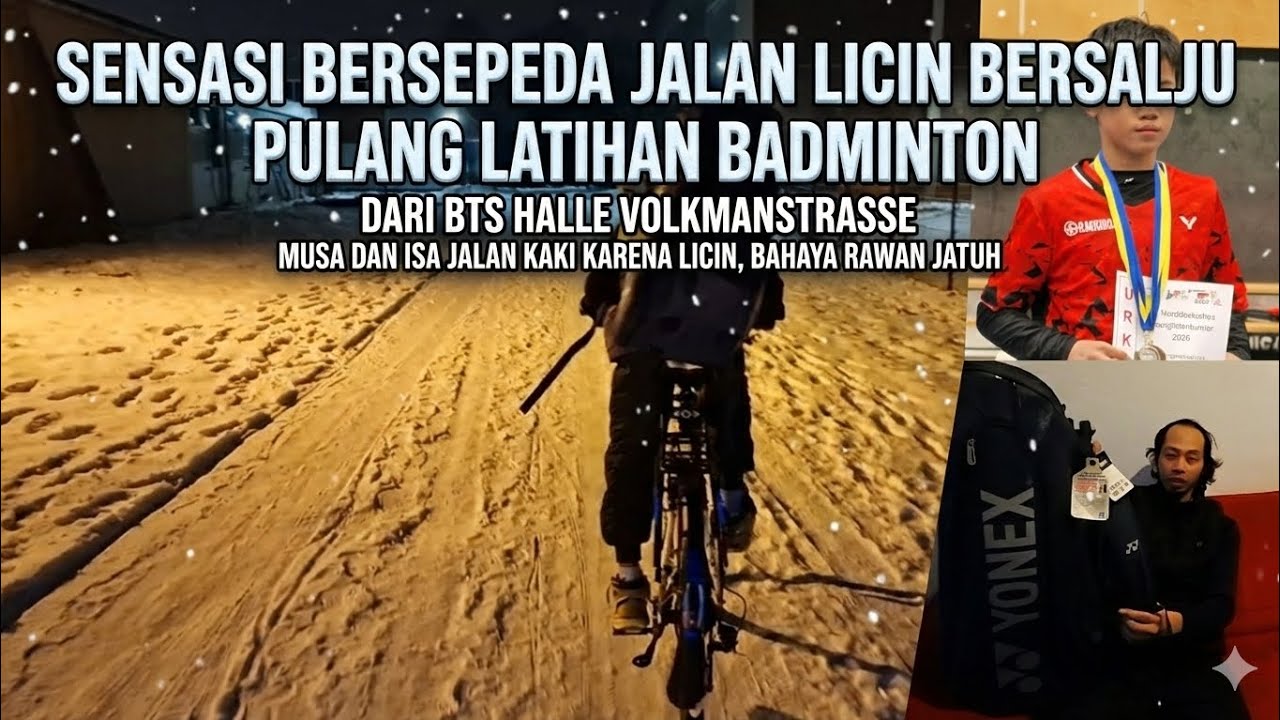 MEDAN ES! 🧊 Sensasi Bersepeda di Jalan Licin Setelah Latihan Badminton di Volkmannstraße