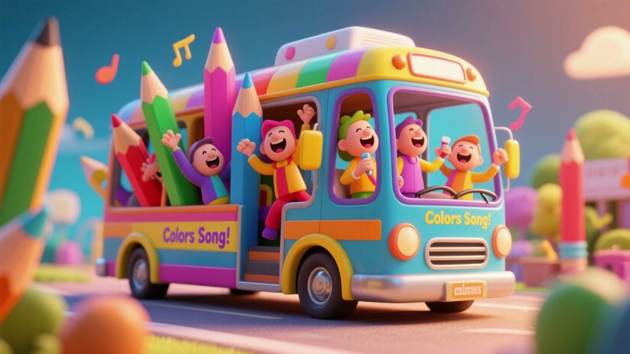 Colors Song with Pencil Bus ✏️🚌🌈 | Fun Learning Song for Kids