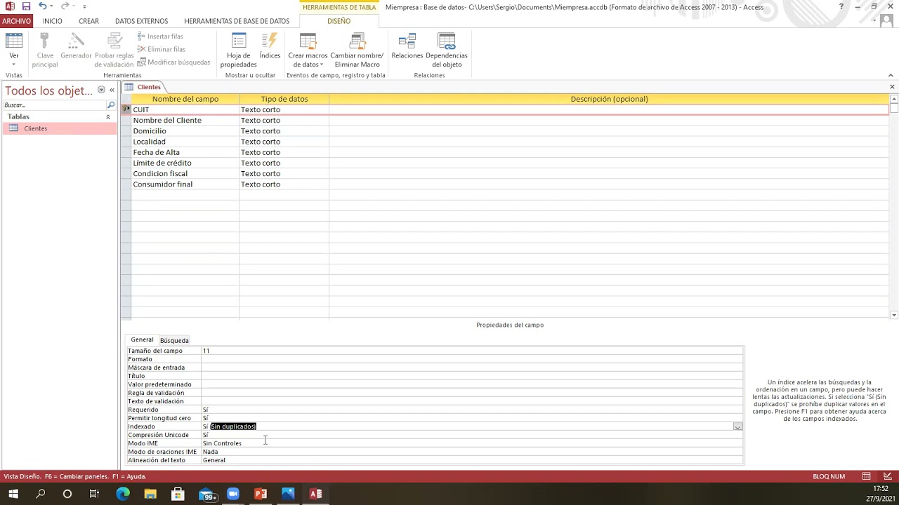 Access - Crear una sola tabla con formulario