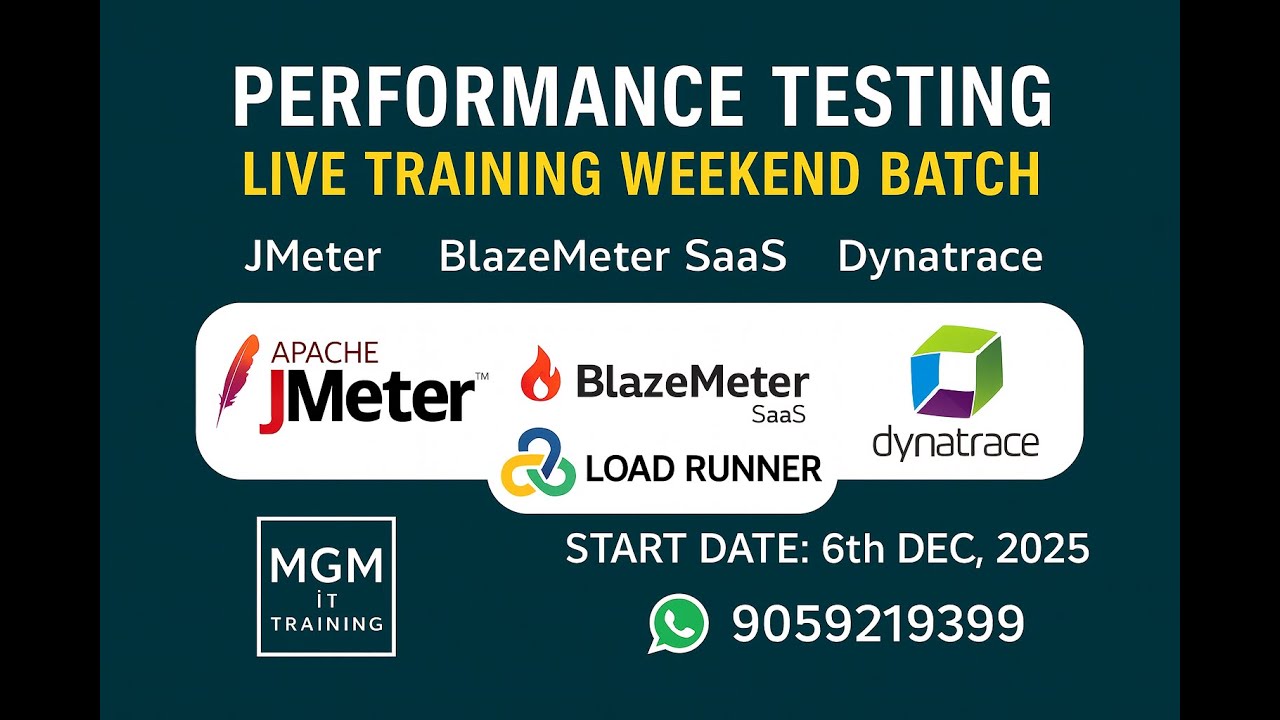 Performance Testing-Dec6-JMeter, LoadRunner, Dynatrace Weekend batch demo session