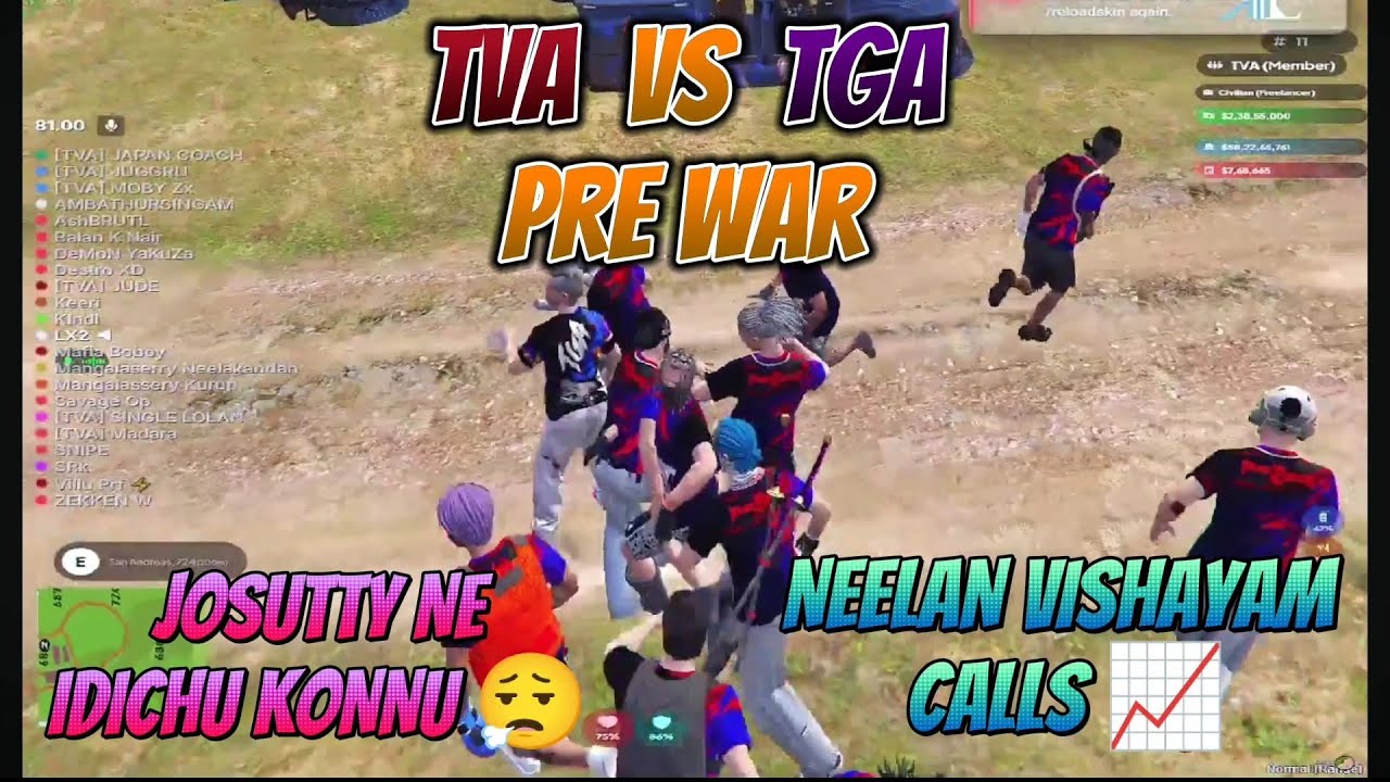 TVA VS TGA PREWAR ADICHU URAKKY 🥵 NEELAN VISHAYAM CALLS 📈 IJJATHY KALY #eaglegaming #gtarp 