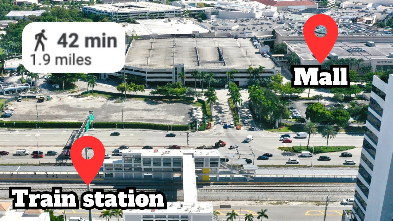 The Ridiculously Long Walk From Brightline to Florida's Biggest Mall
