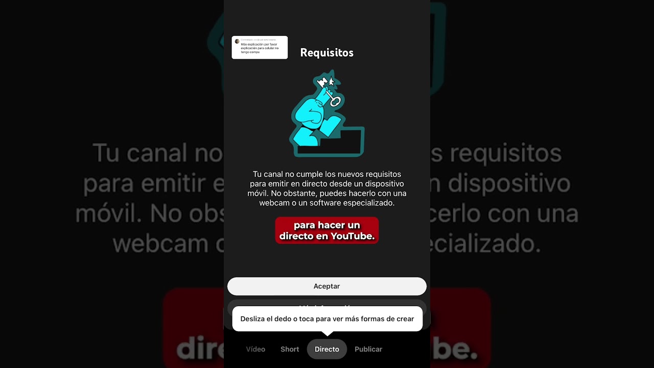 &iquest;C&oacute;mo hacer un DIRECTO/VIVO/STREAM en YouTube? | Tutorial desde CELULAR/M&Oacute;VIL (iPhone) #Shorts
