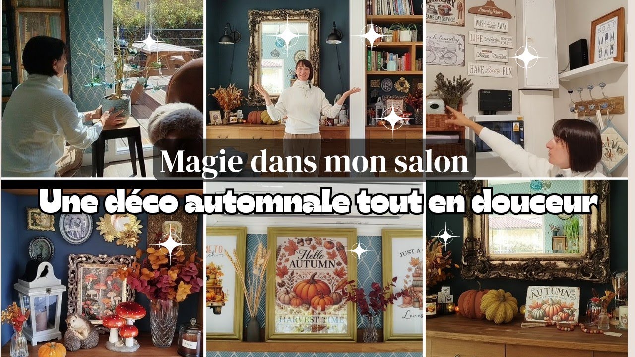 Une déco d'automne tout en douceur 🌿🍄🍁 Magie dans mon salon ✨ Ambiance calme et lumineuse 🪷