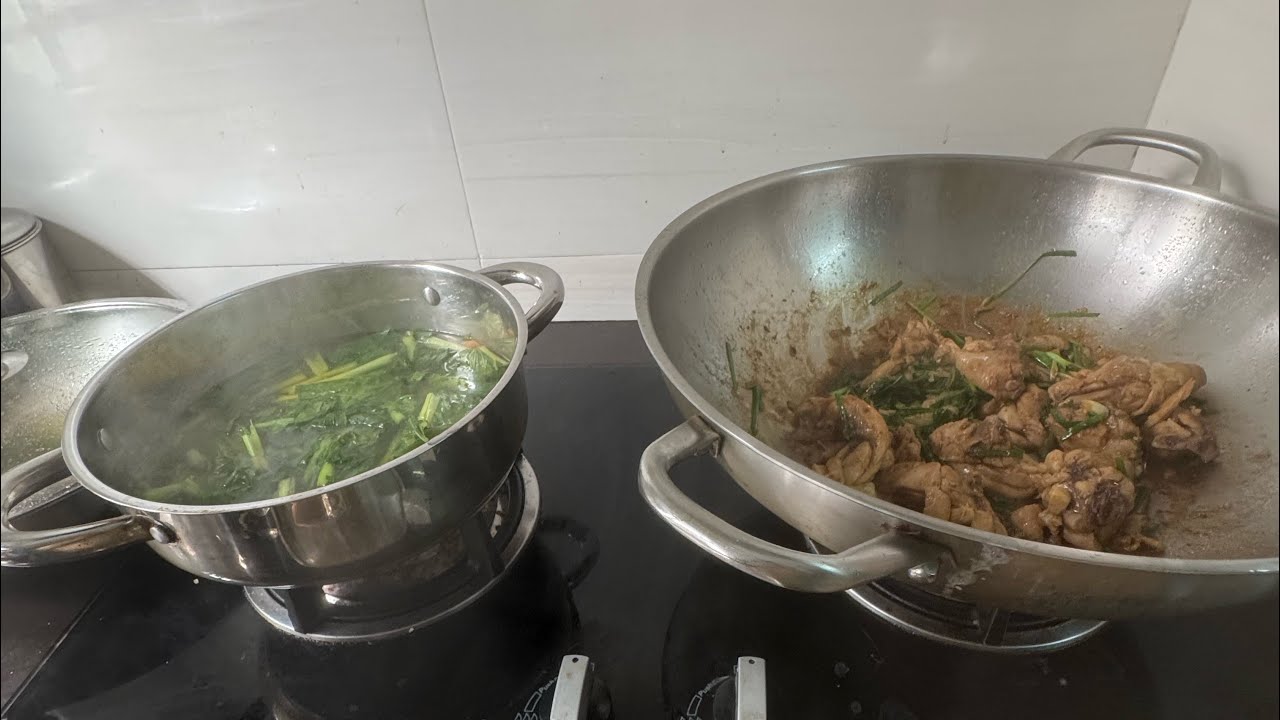 Masak ayam daun bawang/sayur sawi sup
