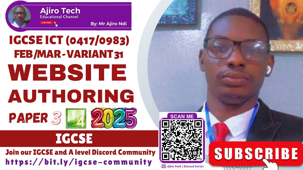 IGCSE ICT (0417/0983) Paper 3 Website Authoring February March 2025 Variant 31