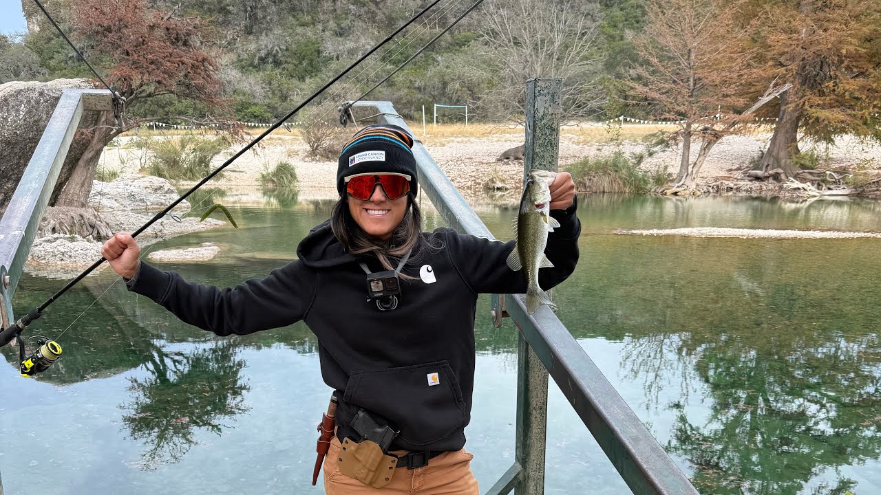 FISHING AND CAMPING ON FAMOUS TEXAS RIVER. 