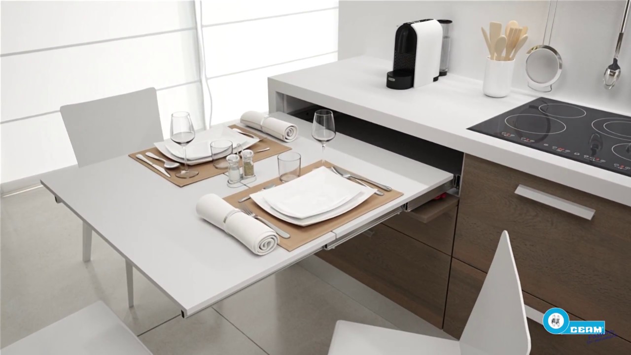Concealed hinge application: Folding table Movement