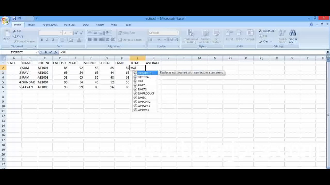Basic Excel formulas in Tamil   1