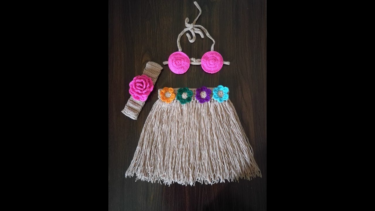 How to crochet a Hawaiian costume for 1year baby(part 1 )