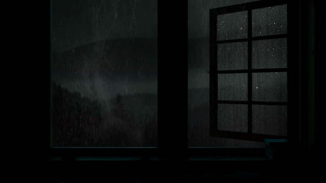 Midnight Forest Rain and Thunder Sounds Outside the Window  Dark, Cozy Sounds for Deep Sleep, Calm