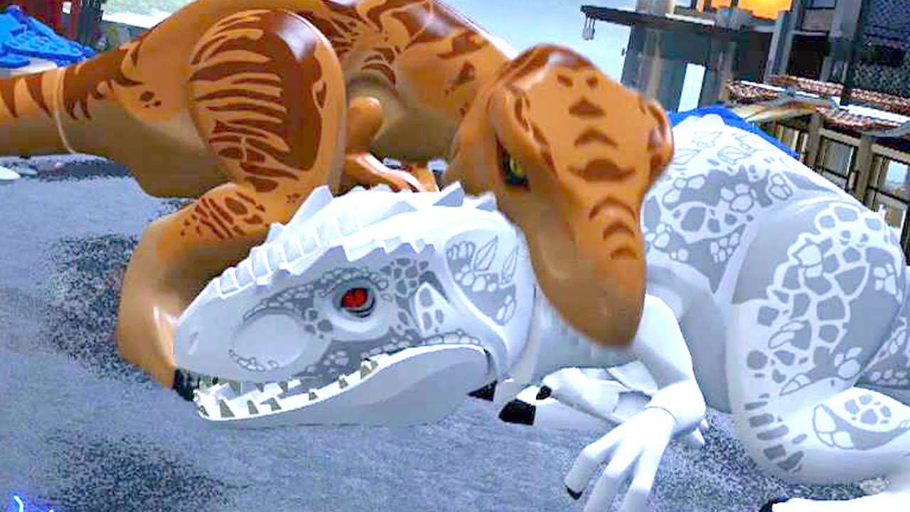 LEGO Jurassic World - Indominus Rex VS T-Rex + Ending [Full Battle]