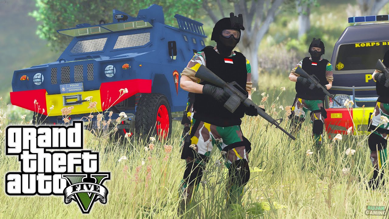 Misi Brimob Serbu Markas KKB di Pulau Terpencil! GTA 5 Mod Polisi Indonesia