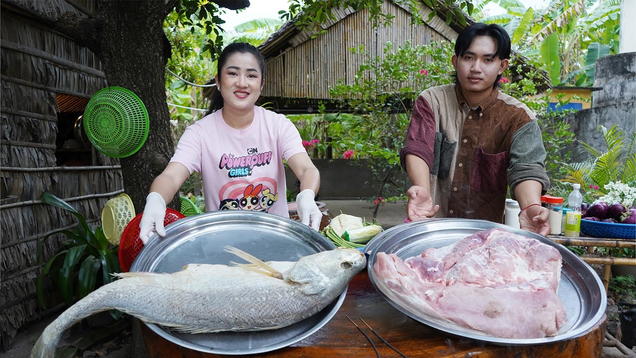 Steamed Proma fish and pork cooking | Proma fish recipe | Cooking with Sreypov