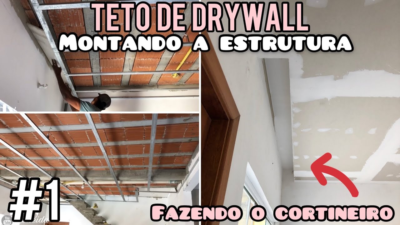 A Obra da sala PARTE 1 - FAZENDO A ESTRUTURA DO TETO DE GESSO DRYWALL | COMO FAZER CORTINEIRO