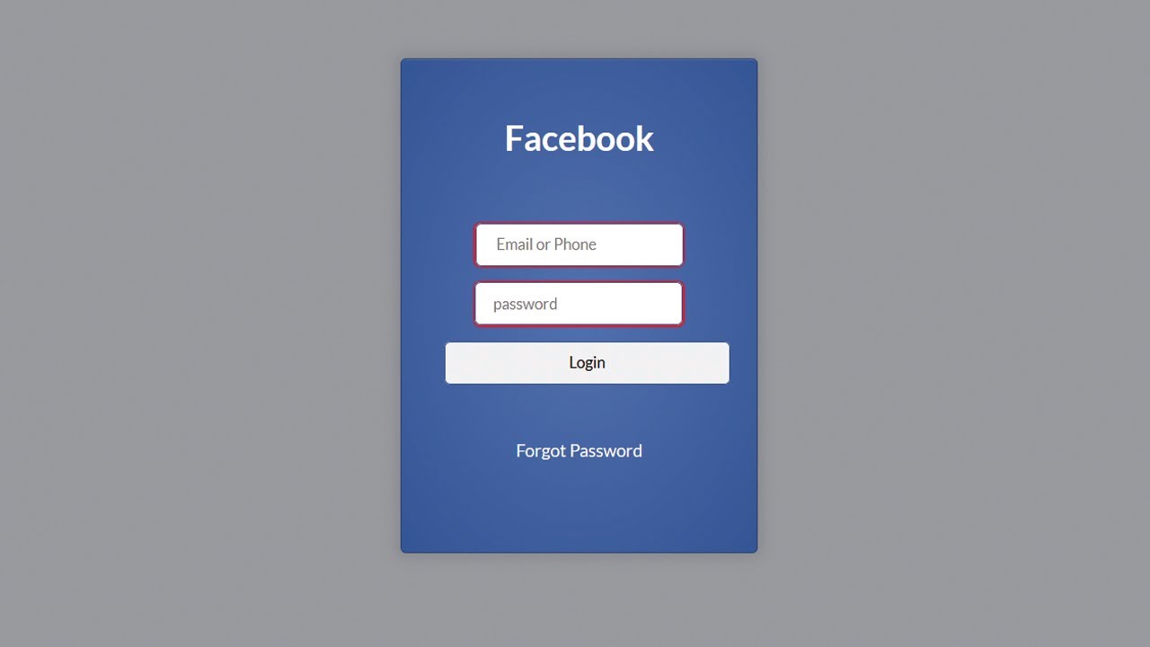 facebook login form code in html  and css
