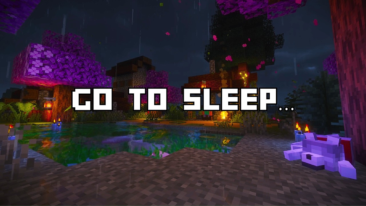 Go To Sleep... (Minecraft Sleep Piano music w/ Rainy Night Ambience For Sleeping)